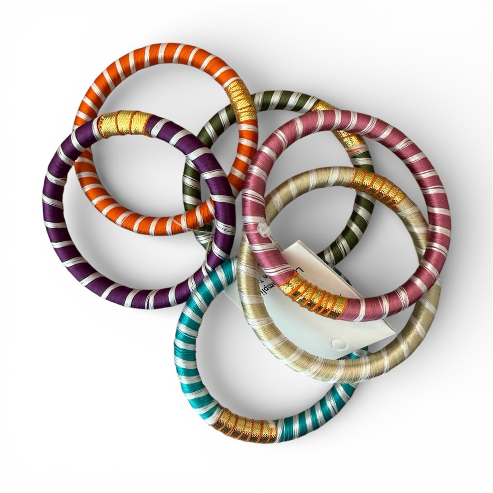 FANTASIA LA MODA Boho Thread-Wrapped Bangle Bracelet Set Artisan Festival Stack